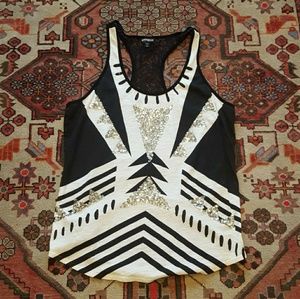 Express Embellished Lacey Back Tank